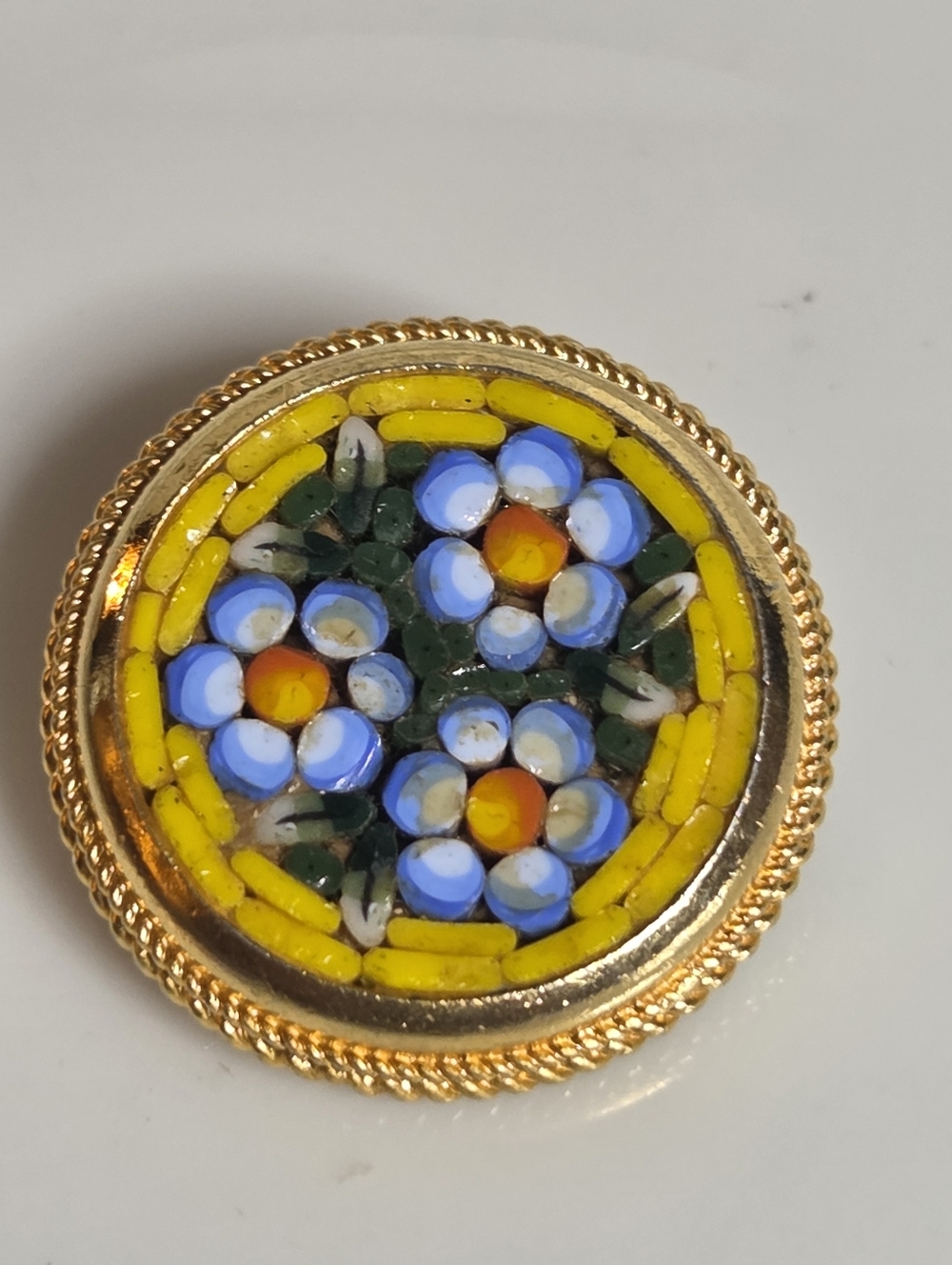 Micromosaic Vintage Round Brooch